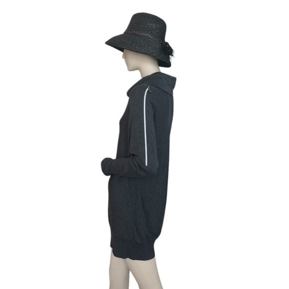 MICHAEL KORS Womens Sweater Dress S Grey Turtleneck Shoulder Zip Logo Designer - Picture 5 of 10
